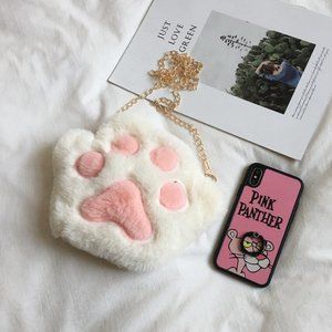 🐱 Cute Soft Plush Bear Paw Crossbody Shoulder Bag w/Chain Kawaii Cosplay Lolita